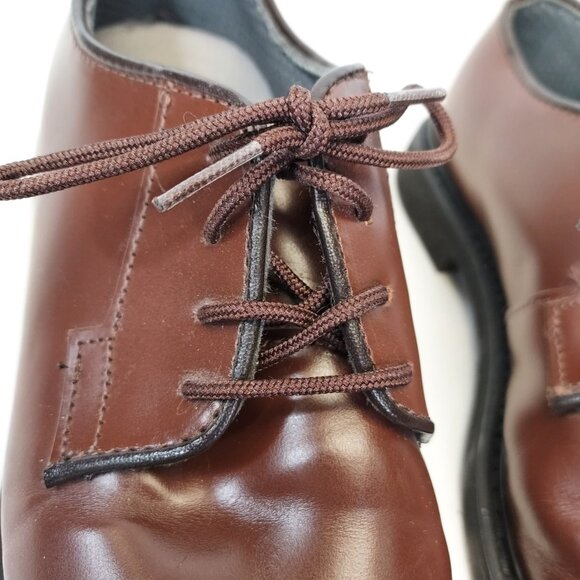 Bates Lites Brown Leather Oxford Shoes Men's 8 Non Marking Oil Resistant US Navy - Picture 10 of 14